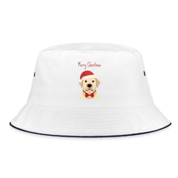 Golden Retriever Merry Christmas Design - Bucket Hat - Weiß/Navy - Vorne