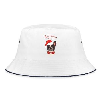 French Bulldog Merry Christmas Design - Bucket Hat - Weiß/Navy - Vorne