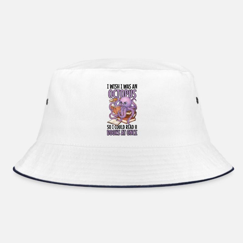 Lesender Oktopus im Bücherstapel Buch Geschenk Bucket Hat