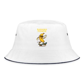 Banana Power Skate - Bucket Hat - Weiß/Navy - Vorne
