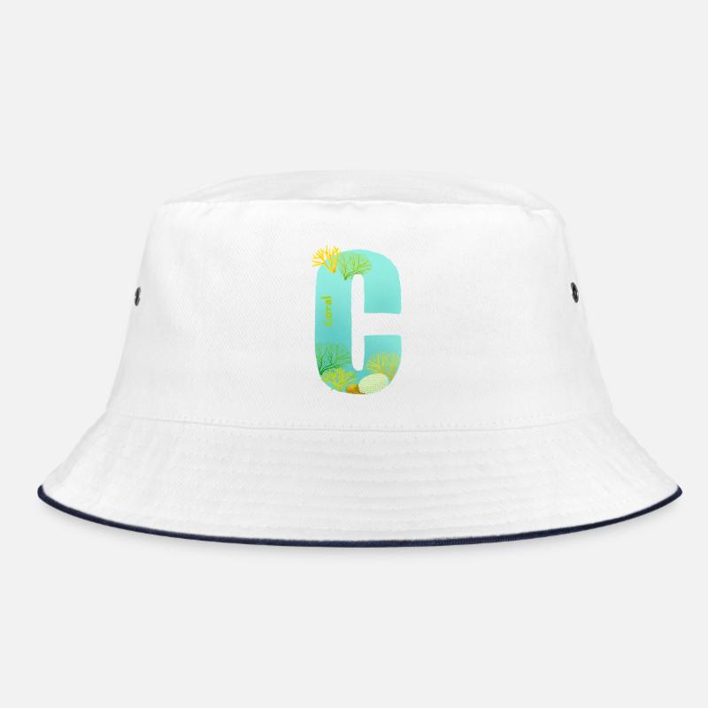 Récif de corail C lettre Design bleu vert Turquoise - Bob - blanc/marine