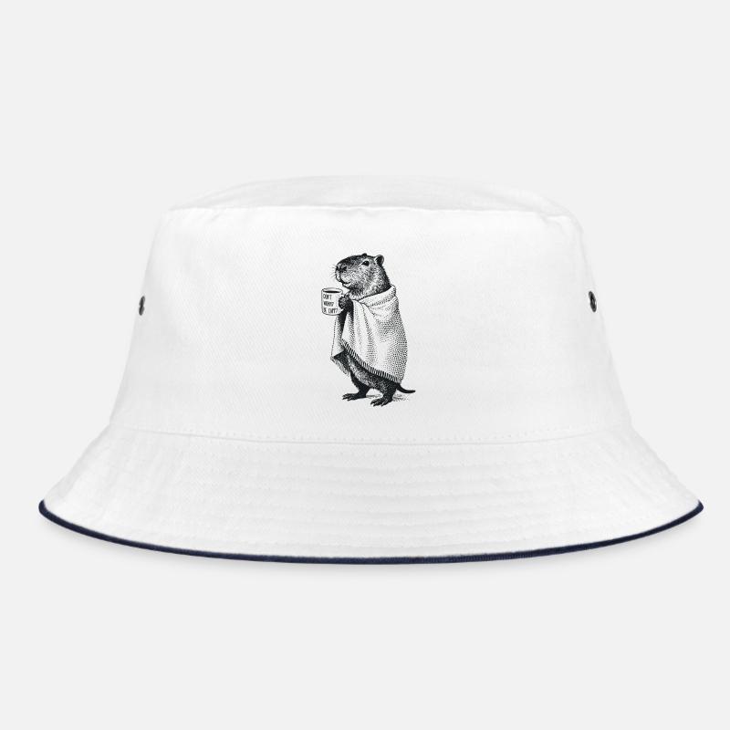 Don't Worry Be Cappy - Herbst Winter Capybara - Bucket Hat - Weiß/Navy