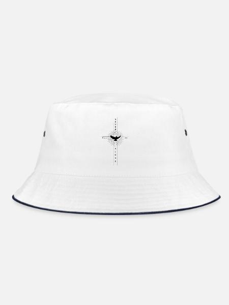 🕊️Psalm 23:4 💪Niemals allein - Bucket Hat - Weiß/Navy - Vorne