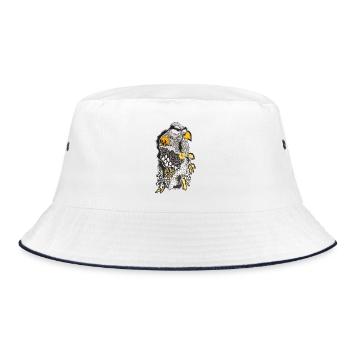 Koi-Wassertraum in Linienkunst - Bucket Hat - Weiß/Navy - Vorne