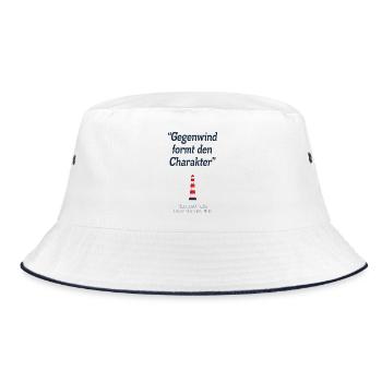 Gegenwind formt den Charakter – Norddeutsch - Bucket Hat - Weiß/Navy - Vorne