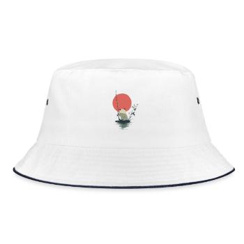 Panda Angler at the Red Moon - Bucket Hat - white/navy - Front