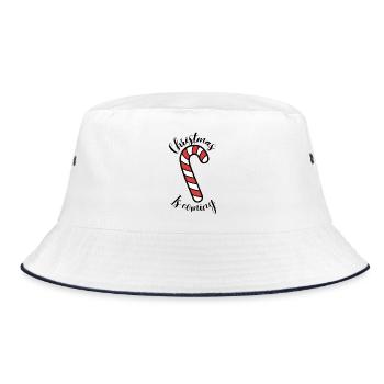 Candy Canes Illustration - Bucket Hat - white/navy - Front