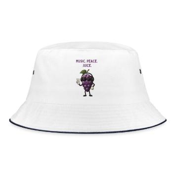 Weintraubenbeat: Musik, Frieden, Saft - Bucket Hat - Weiß/Navy - Vorne