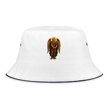 Schutzengel-Aura | Klassische Barockmalerei - Bucket Hat - Weiß/Navy - Vorne