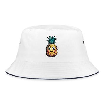 Lächelnde Ananas - Bucket Hat - Weiß/Navy - Vorne