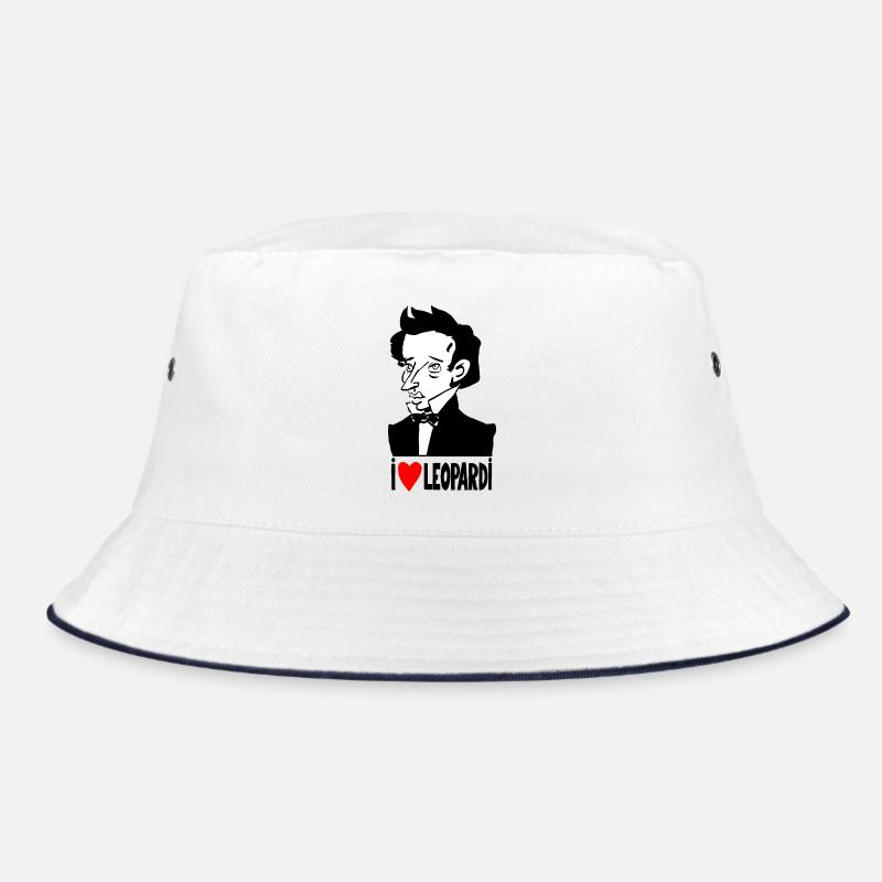 Porträt Giacomo Leopardi - Bucket Hat - Weiß/Navy