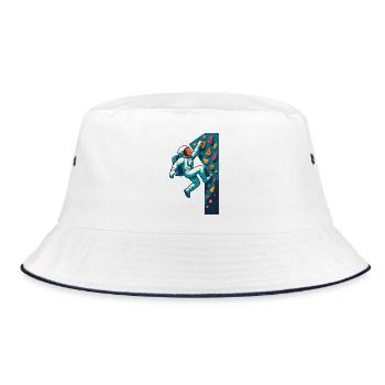 Bouldering Astronaut Hovering Easy Climbing Gesche - Bucket Hat - white/navy - Front