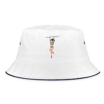 Girl on horizontal bar - Bucket Hat - white/navy - Front