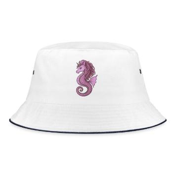 Seepferdchen-Einhorn Pink Violet - Bucket Hat - Weiß/Navy - Vorne