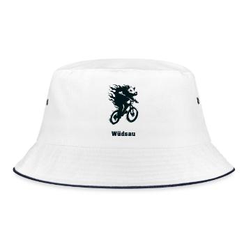 Flame steed on wheel - Bucket Hat - white/navy - Front