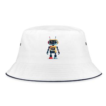 Petit robot dans un motif pour enfants de style jouet - Bob - blanc/marine - Devant