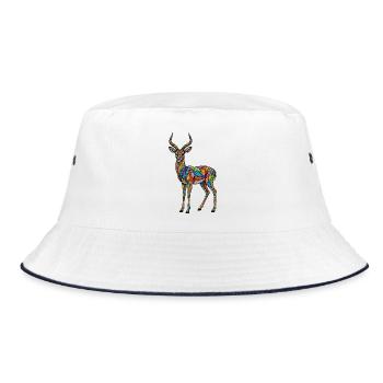 Bunte Antilope im Mosaik Stil - Bucket Hat - Weiß/Navy - Vorne