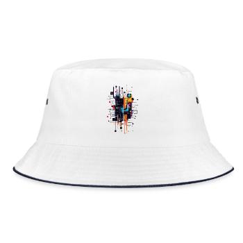 Colorful Circuitprint PCB PCB Motif - Bucket Hat - white/navy - Front