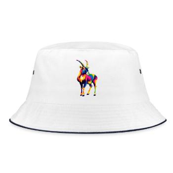 Capricorn Goat Alpine Ibex Capricorn Goats - Bucket Hat - white/navy - Front