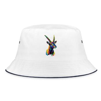 Capricorn Goat Alpine Ibex Capricorn Goats - Bucket Hat - white/navy - Front
