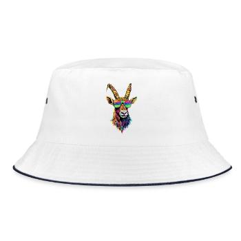 Capricorn Goat Alpine Ibex Capricorn Goats - Bucket Hat - white/navy - Front