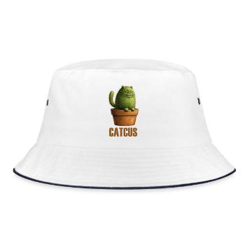 Catcus – Prickly Cat Cactus Love - Bucket Hat - white/navy - Front