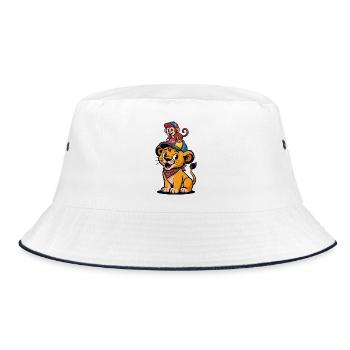Lion et Singe mignons – Style dessin animé Best Friends - Bob - blanc/marine - Devant