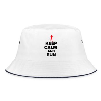 KEEP CALM AND RUN! JOGGING RACING SPORT FIT black - Bucket Hat - white/navy - Front