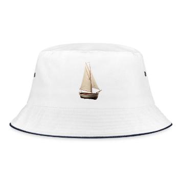 Klassisches Segelboot im Vintage-Look - Bucket Hat - Weiß/Navy - Vorne
