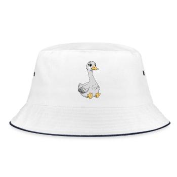 Chatter Duck Cartoon Motif - Bucket Hat - white/navy - Front
