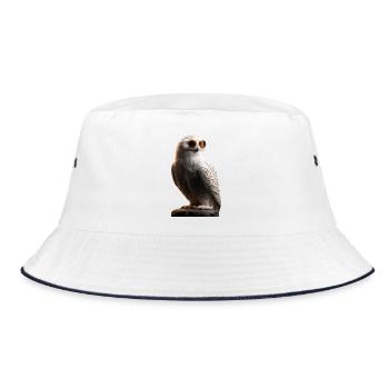Snowy Owl White Owl Owl Owl Owl Snow Owl - Bucket Hat - white/navy - Front