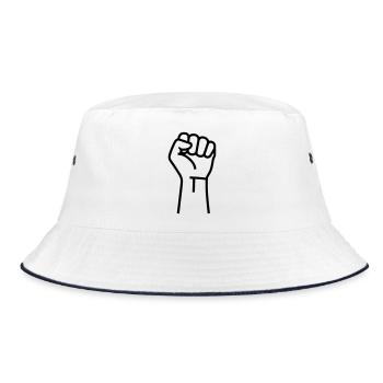 Fist Resistance Protest Outline - Bucket Hat - white/navy - Front