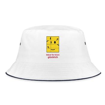 Happy piece by piece – Smiley Puzzle - Bucket Hat - white/navy - Front