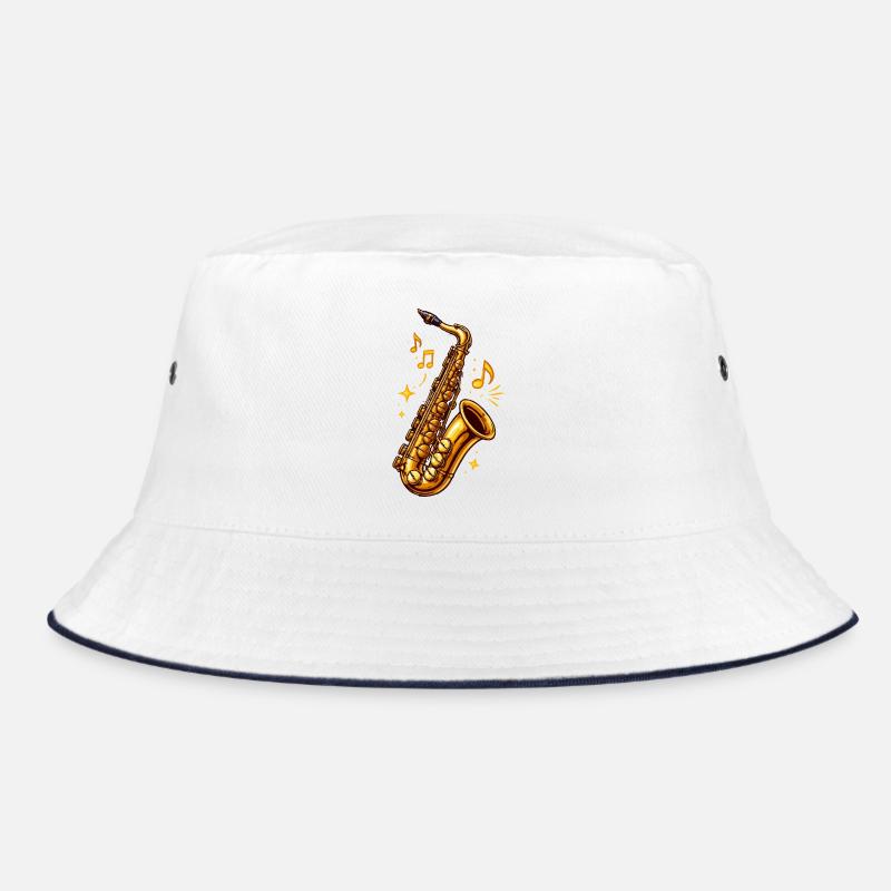 Goldener Saxophon Jazz Illustration Bucket Hat