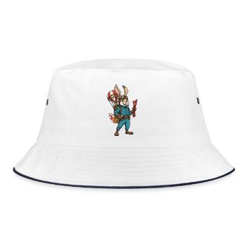Rabbit Aviator Steampunk Heißluftballonflug - Bucket Hat - Weiß/Navy - Vorne