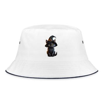 Chaton sorcier avec un chapeau magique - Bob - blanc/marine - Devant
