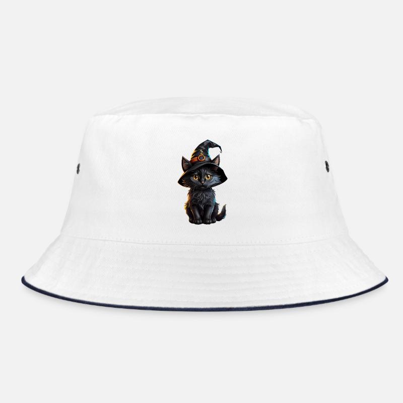 Witch kitten in a magic hat Bucket Hat