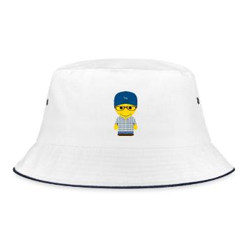 Geekley en casquette bleue et chemise à carreaux - Bob - blanc/marine - Devant