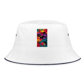 dinosaur - Bucket Hat - white/navy - Front