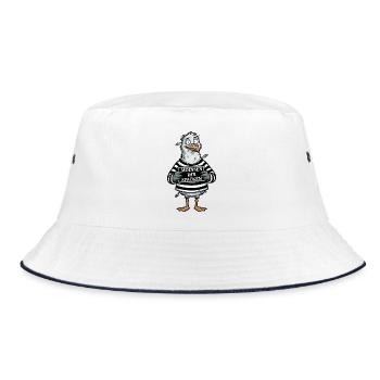 Freche Möwe Spruch Norddeutscher Humor - Bucket Hat - Weiß/Navy - Vorne