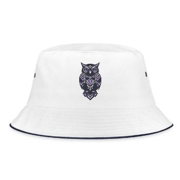 Geometric Owl Inspiration in Purple - Bucket Hat - white/navy - Front