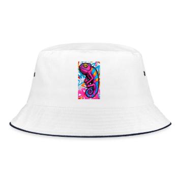 chameleon - Bucket Hat - white/navy - Front