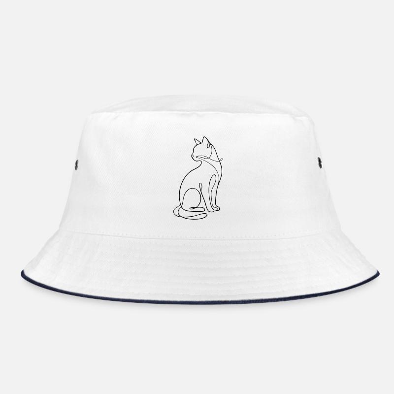 Einzeilige sitzende Katzensilhouette Bucket Hat