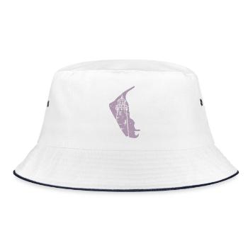 Amrum North Sea Lighthouse Silhouette Grunge - Bucket Hat - white/navy - Front