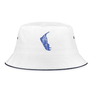 Amrum North Sea Lighthouse Silhouette Grunge - Bucket Hat - white/navy - Front