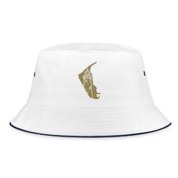 Amrum North Sea Lighthouse Silhouette Grunge - Bucket Hat - white/navy - Front