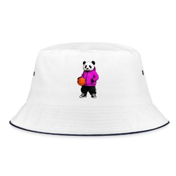 Basketball Panda - Bucket Hat - white/navy - Front