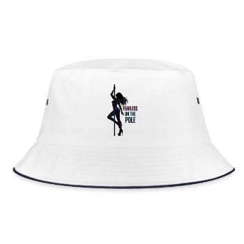 Fearless on the Pole – Neon Line Art Silhouette - Bucket Hat - Weiß/Navy - Vorne