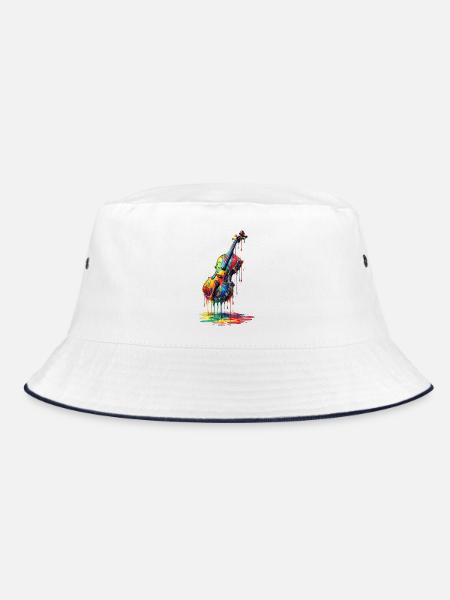 Violin with dripping paint - Bucket Hat - white/navy - Front