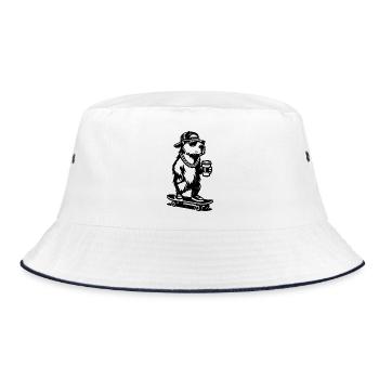 Capy to go | Capybara Skateboard | Coffee - Bucket Hat - white/navy - Front